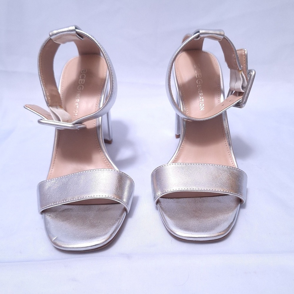 Bcbgeneration Winoni Silver Metallic Block Heel S… - image 7